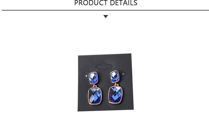 Professioanl Gold Blue Rhinestone Pendant Earring