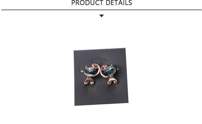 Ingenious Fashion Jewelry Gold Earring with Blue Rhinestone