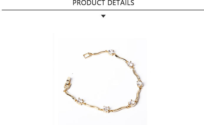 Adjustable Fashion Jewelry Gold Bracelet with Rhinestones