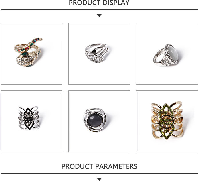 Fashion Jewelry Silver Round Ring with Black Rhinestone