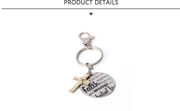 Fashion Keychain with Lettering and Yellow Cross