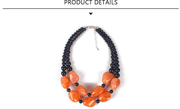 New Product Fashion Jewelry Orange Beaded Pendant Necklace