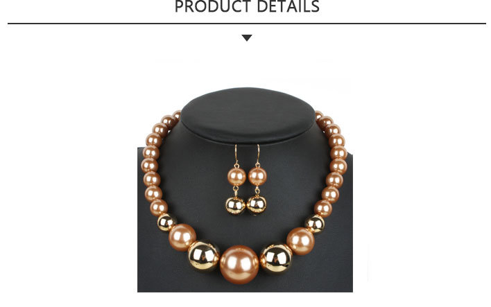 New Product Fashion Bead Necklace Gold Jewelry Set
