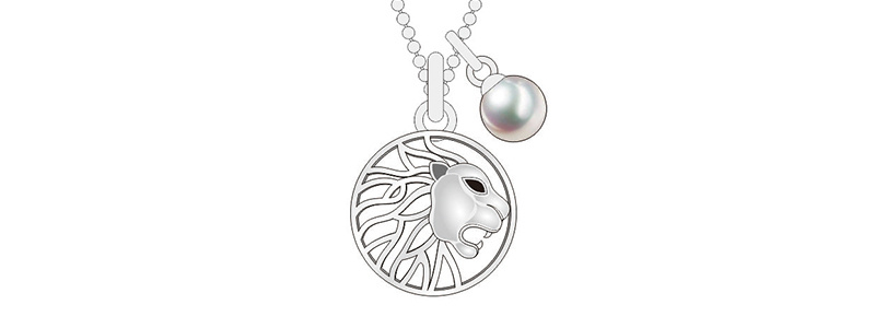 Five Silver Pearl Lion Pattern Diamond Jewelry