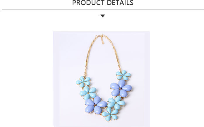 Most Popular Gold Pendant Necklace with Blue Flowers