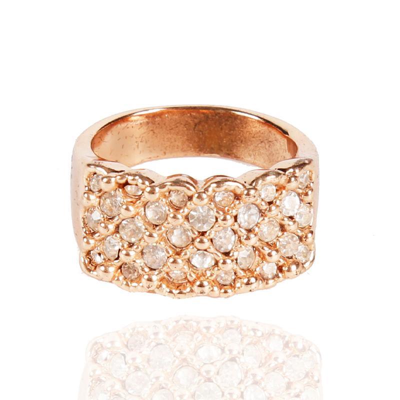 Square Arrange Diamond Rose Gold Ring