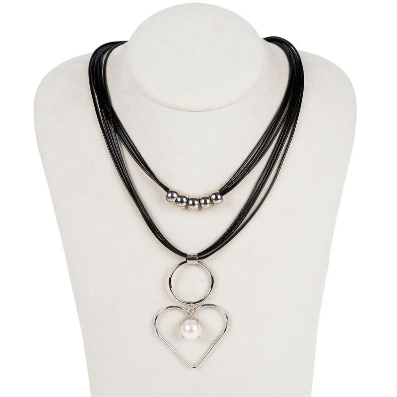 Multiterm Ribbon Appearance Bead Necklace