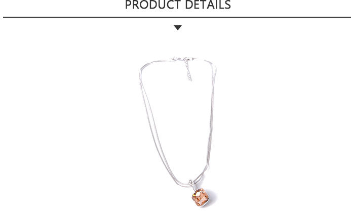Good Quality Fashion Jewelry Silver Pendant Necklace with Orange Rhinestone