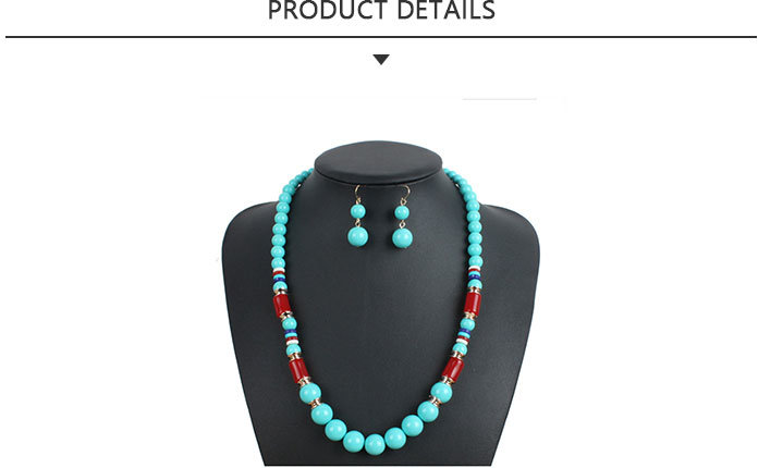 Most Popular Fashion Blue Bead Necklace Jewelry Set