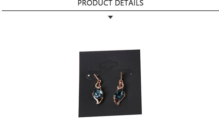 Customized Fashion Jewelry Gold Blue Rhinestone Pendant Earring