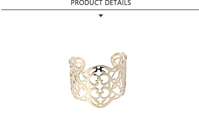 New Style Fashion Jewelry Gold Bracelet with Carved Flowers