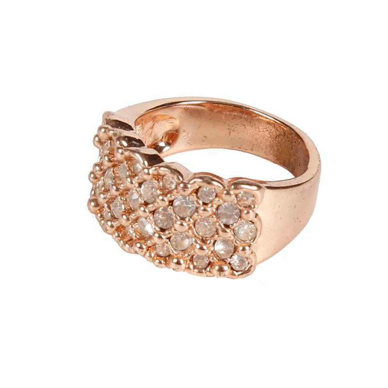 Square Arrange Diamond Rose Gold Ring