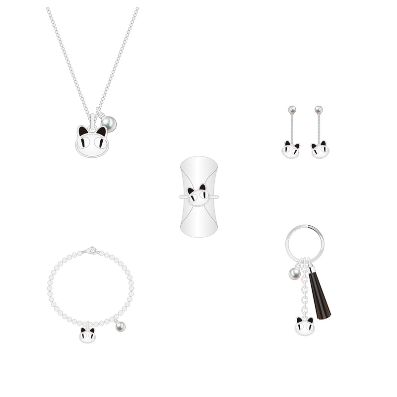 Factory Direct Classic White and Black Animal Panda Shape Jewelry Set