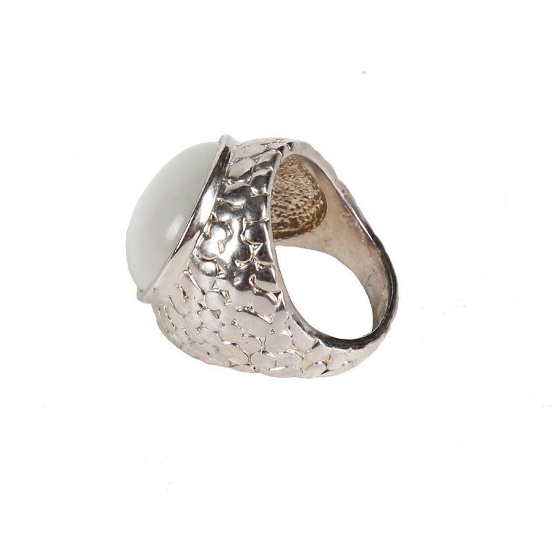 Simple Pearl Snake Silver Ring