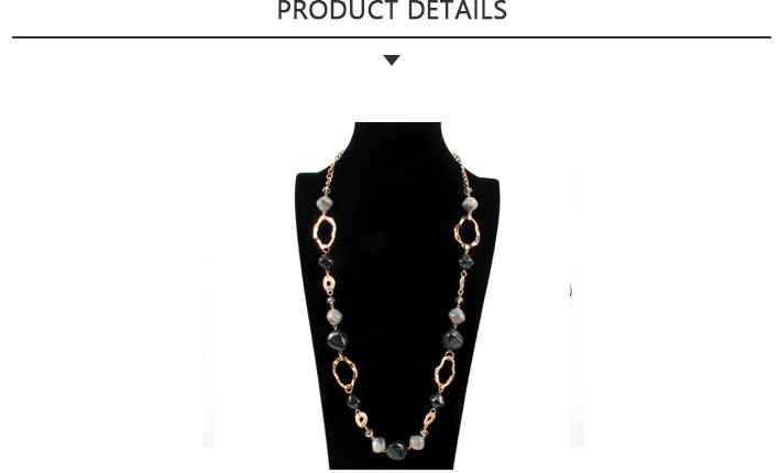 Personalised Fashion Jewelry Gray Bead Long Necklace