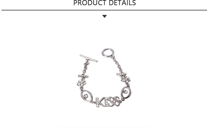 Fashion Jewelry Charm Alloy Bracelet with Kiss Word