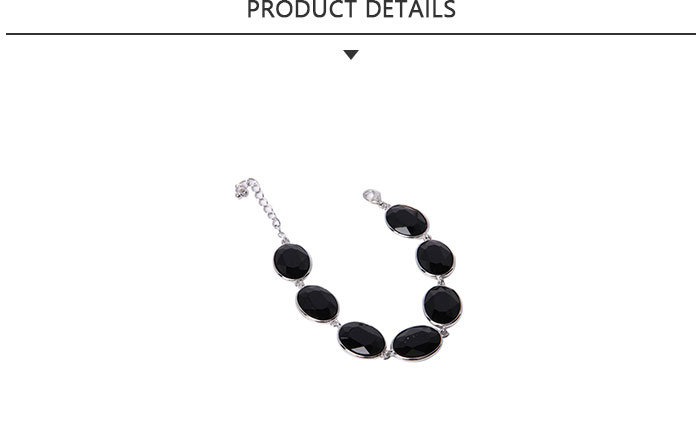 Customized Fashion Jewelry Alloy Bracelet with Black Agate Stone