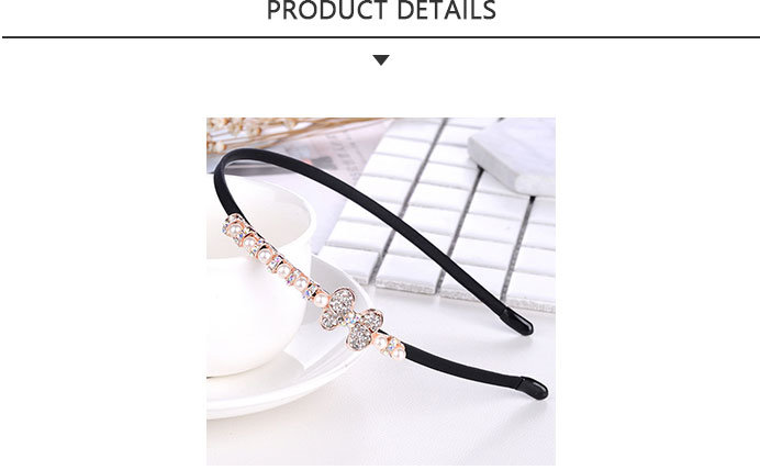 Fashion Headband with Bow Pearls Rhinestones