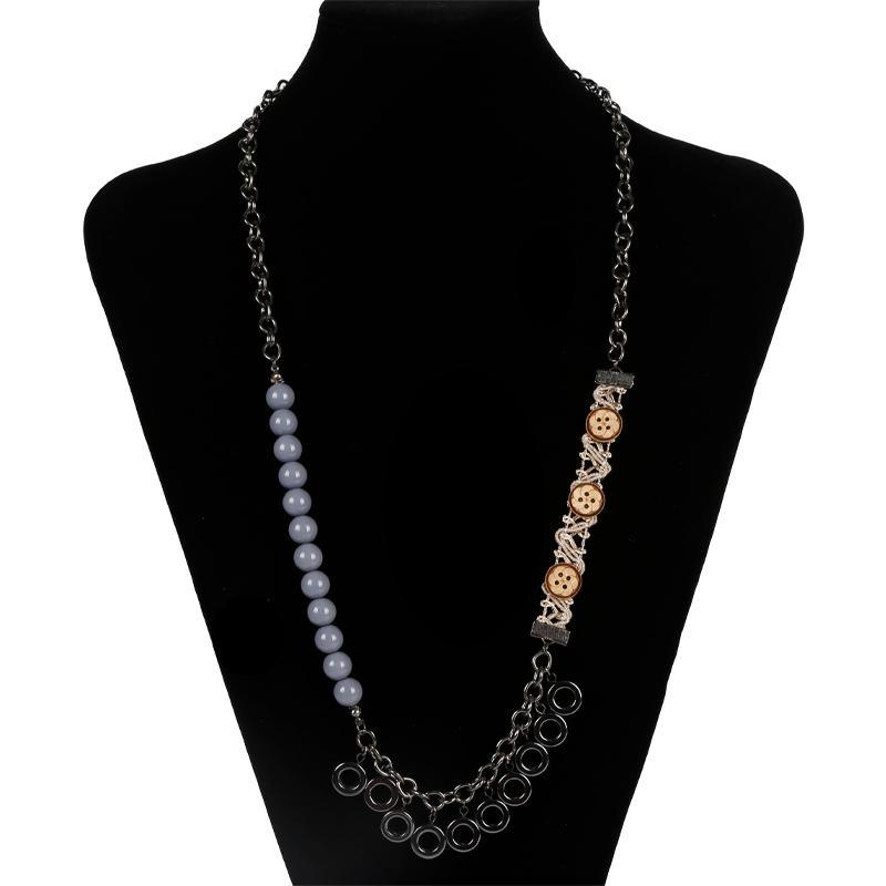 Fashion Slender Cross Flower Pearl Necklace