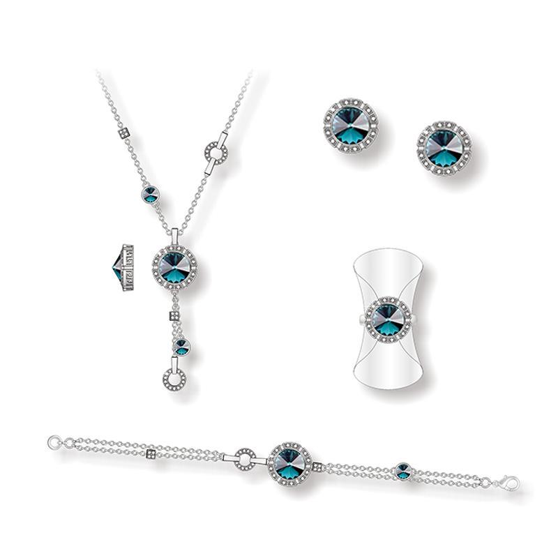 Fashionable Silver Jewelry Set with Sapphire