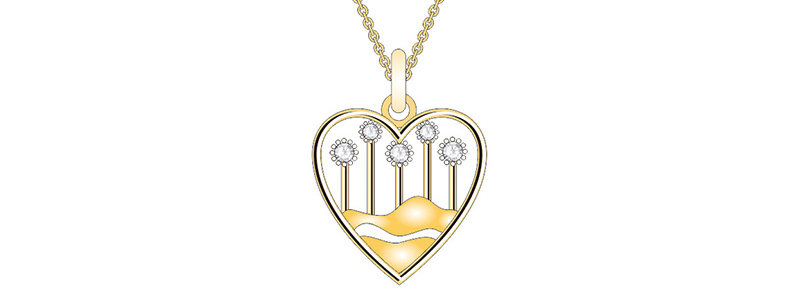 Heart-Shaped High-Quality Gold Crystal Jewelry Set