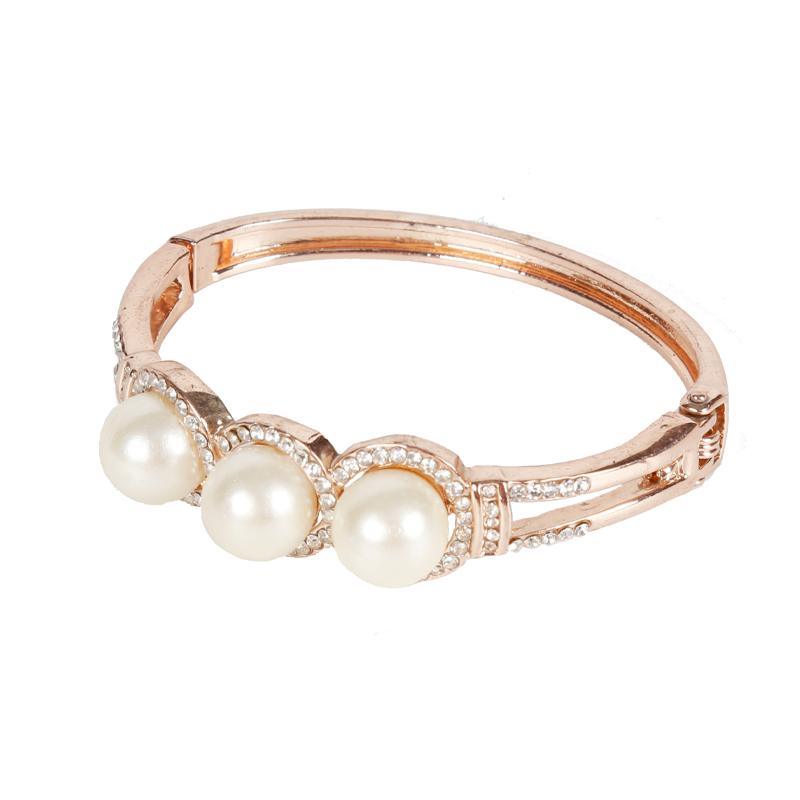 Three Pearl Rose Gold Women′s Luxury Bracelet
