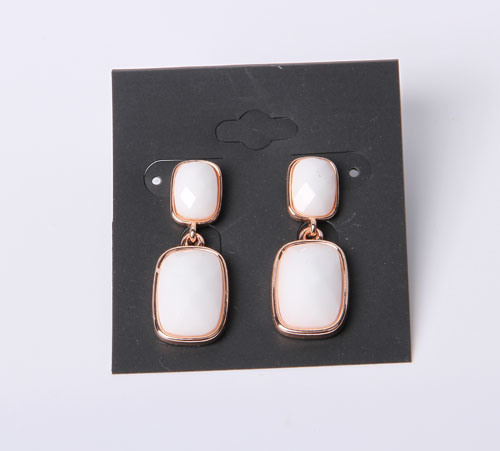 Fashion Jewelry Earring with Cat Eye and Rhinestone Rose Gold Plated