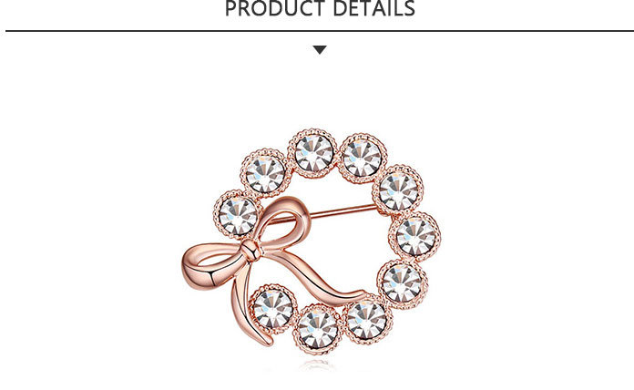 New Product Fashion jewelry Round Shape Gold Brooch with Rhinestone