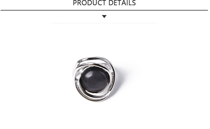 Fashion Jewelry Silver Round Ring with Black Rhinestone