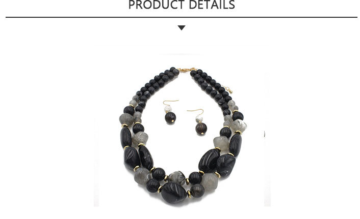 Fashion Black Bead Necklace Jewelry Set