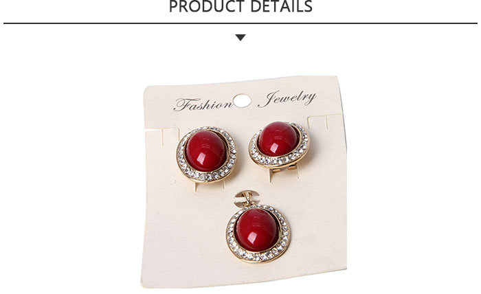 Fashion Gold Plating Jewelry Set with Red Rhinestone