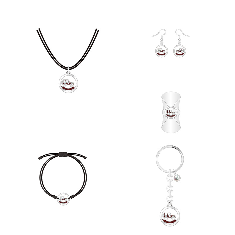 Individual Design Silver Ring Car Model Jewelry Set