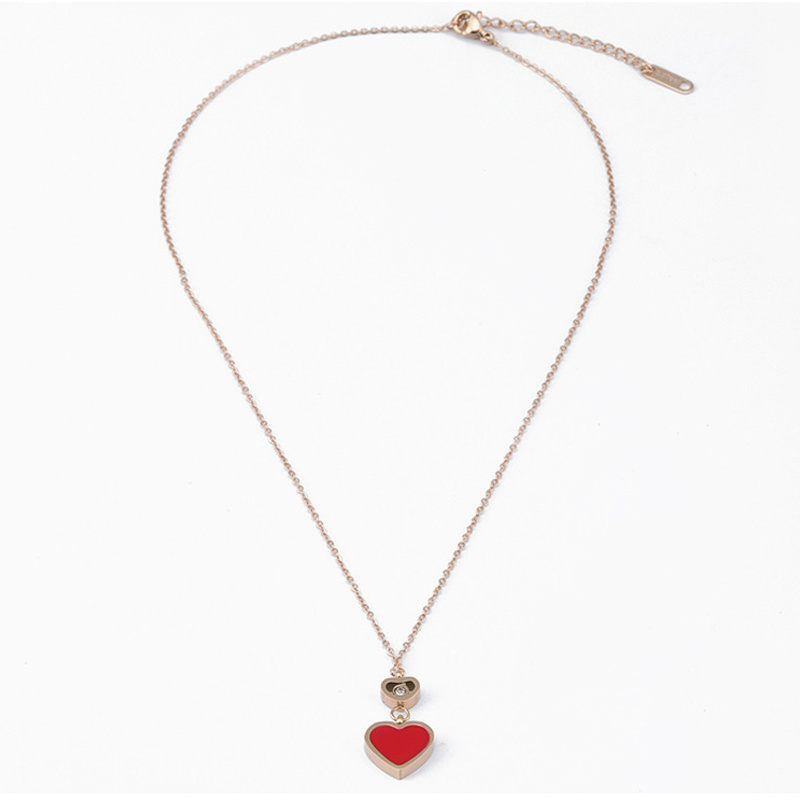 Gold Love Necklace Women Light Luxury Carnelian Heart Clavicular Chain