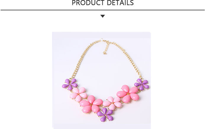 Most Popular Gold Pendant Necklace with Pink Flowers