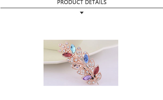 Beautiful Leaf Shape Hair Clip with Diamond