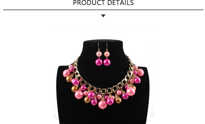Most Popular Fashion Pink Bead Necklace Jewelry Set