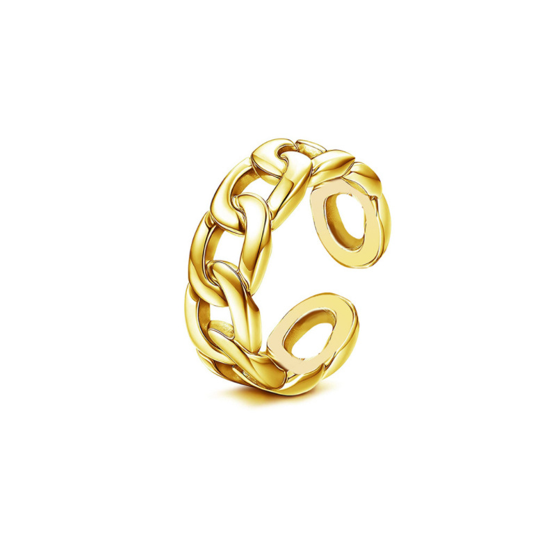 European and American Internet Celebrity Simple Titanium Steel Ring Does Not Fade Ins Flower Niche Trend Irregular Opening Ring