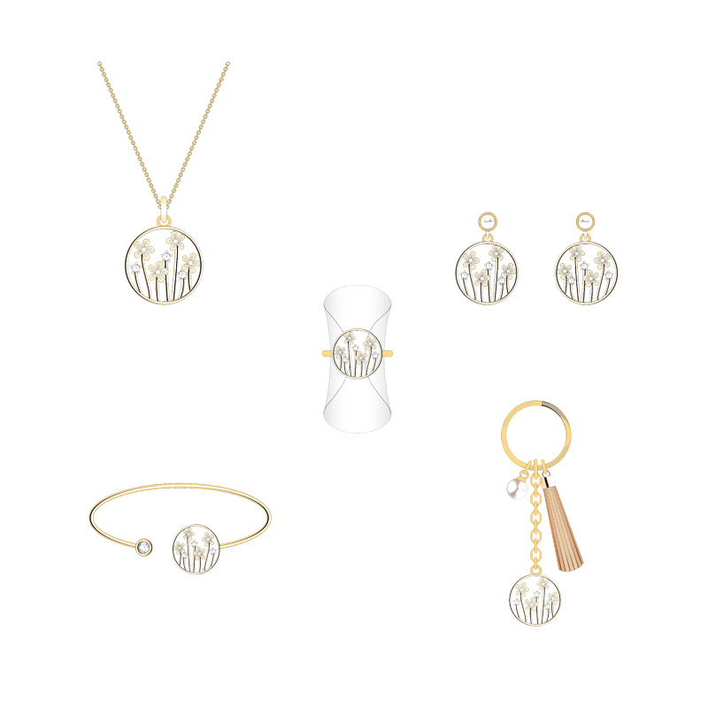 Top Sale Round Lucky Daisy Fashion Jewelry Set for Women