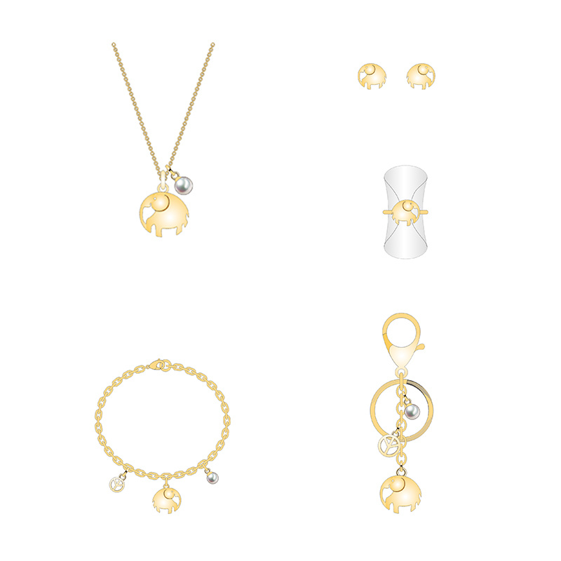 Good Luck Golden Elephant Jewelry Set