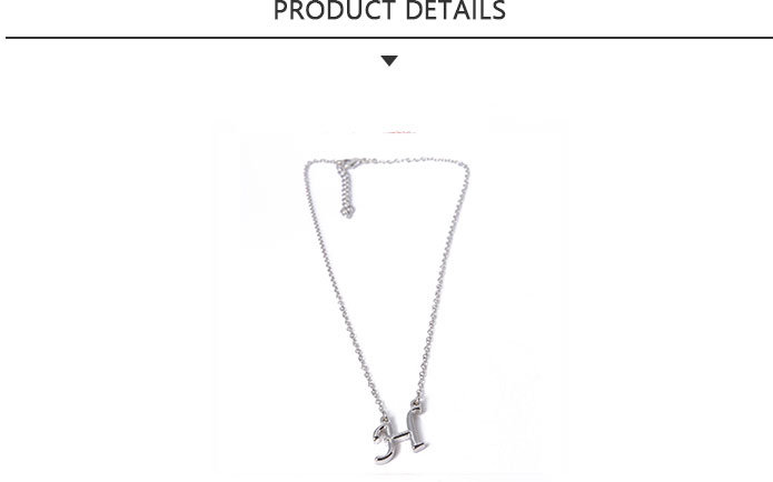 Factory Supply Fashion Jewelry Silver H Letter Pendant Necklace
